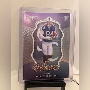 TYLER WARREN 2025 PANINI PRIZM SELECT FOOTBALL ROOKIE CARD-SELECT CERTIFIED